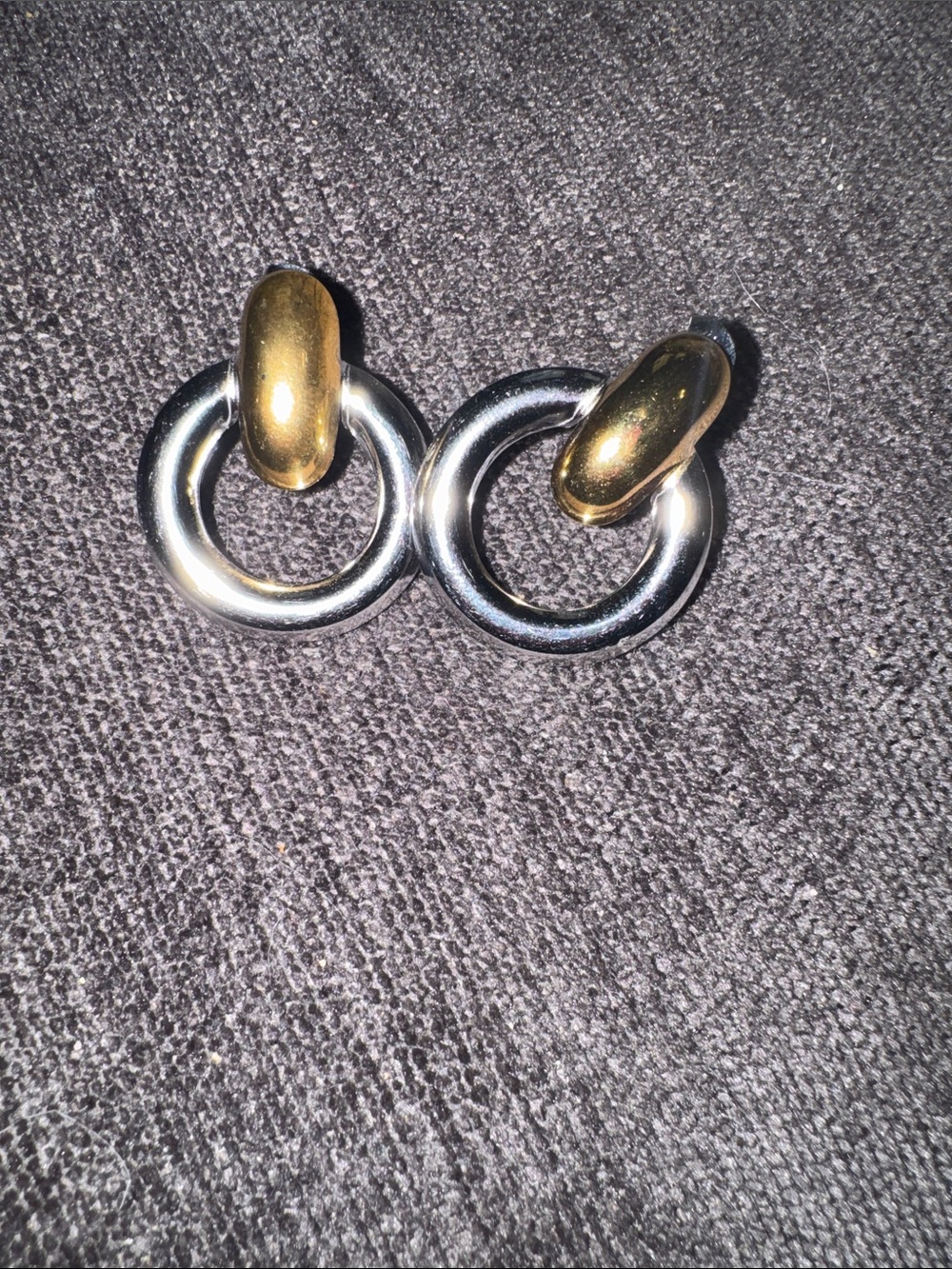 Two-Tone Stainless Steel Hoop Drop Earrings - Women Jewelry